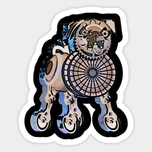 Steampunk Pug Dog Sticker